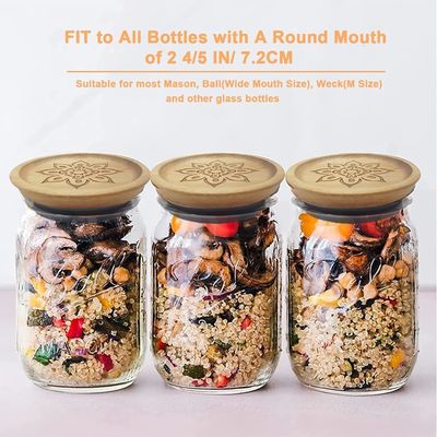 Contenitori di vetro ad alto borosilicato 6Pcs con coperchio in legno e coperchio in bambù