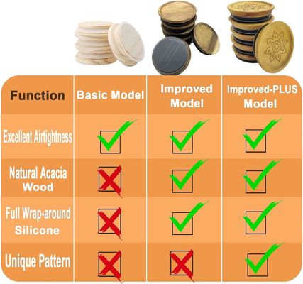 Contenitori di vetro ad alto borosilicato 6Pcs con coperchio in legno e coperchio in bambù