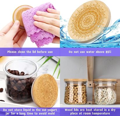 Fresh Style 12 Pcs Barattoli in legno di colore semplice per candele vetro Yogurt Barattoli Chiusura Chiusure in legno