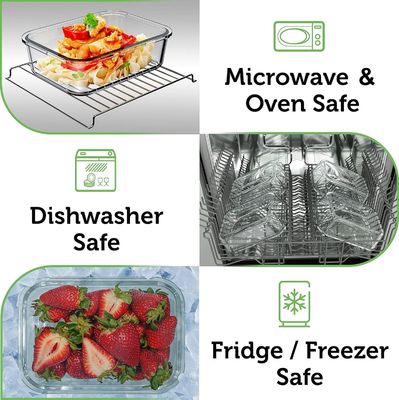 Contenitori di 4 pacchetti di vetro per la conservazione degli alimenti con coperchi in bambù