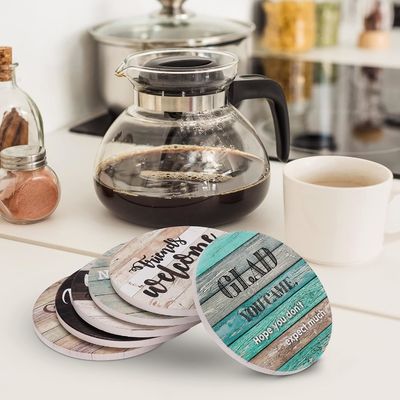 Marmo Sarcastico Assorbente Pietra Cork Drink Coasters With Holder Custom Luxury 6 Pcs