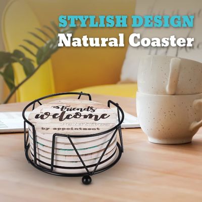 Marmo Sarcastico Assorbente Pietra Cork Drink Coasters With Holder Custom Luxury 6 Pcs