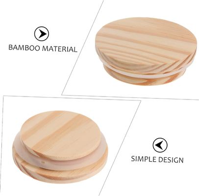 8pcs coperture in legno di bambù non versamento candele barattoli di vetro barattoli ermetici barattoli di legno