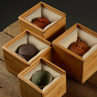 Organizzatore di sacchetti da tè a più compartimenti Scatola di legno con struttura in bambù e poliestere
