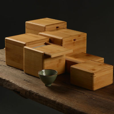 Organizzatore di sacchetti da tè a più compartimenti Scatola di legno con struttura in bambù e poliestere