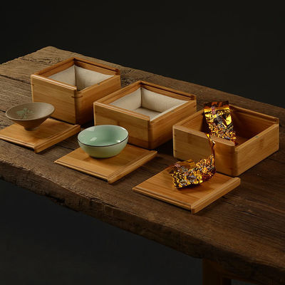 Organizzatore di sacchetti da tè a più compartimenti Scatola di legno con struttura in bambù e poliestere