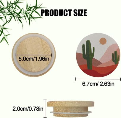 8 Anelli di sigillamento in silicone con disegni colorati di boho e coperchi di bambù