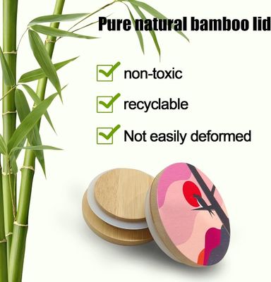 8 Anelli di sigillamento in silicone con disegni colorati di boho e coperchi di bambù