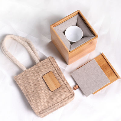 Gravatura del logo Slide Lid Bambù Quadrato Scatola di legno per regali e imballaggi personalizzati