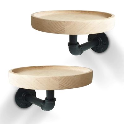 Imballaggio per la posta N Piccoli ripiani rotondi galleggianti in legno massello per la decorazione delle stanze domestiche