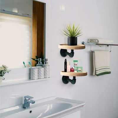 Imballaggio per la posta N Piccoli ripiani rotondi galleggianti in legno massello per la decorazione delle stanze domestiche