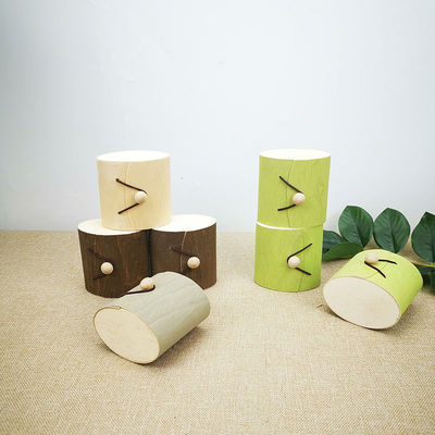 Confezione regalo per Natale vuota, di taglia quadrata, in legno naturale, di betulla, di corteccia di legno