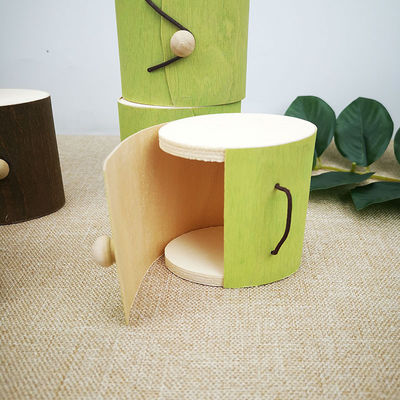 Confezione regalo per Natale vuota, di taglia quadrata, in legno naturale, di betulla, di corteccia di legno