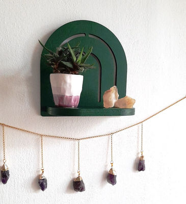 Decorazione a muro in legno arcobaleno Piccole piante ripiano per mobili da soggiorno