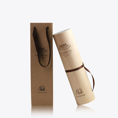 Scatola di vino di legno vuoto creativa su misura con cilindro di corteccia di betulla artigianale