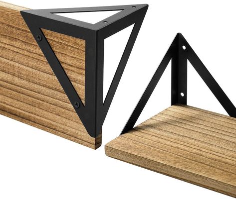 Ripiani da parete in legno in metallo nero di design moderno Ripiano galleggiante in legno per bagno