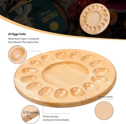 OEM 15 fori Reversibile In legno Devilied Egg Platter Tavolo di caramelle Tavolo di uova spesse Contenitori di uova di pollo