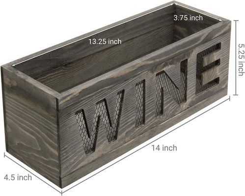 Salvare lo spazio muro montato Vintage Grigio Legno climatizzato Open Top Cork Holder scatola di legno con mesh metallo