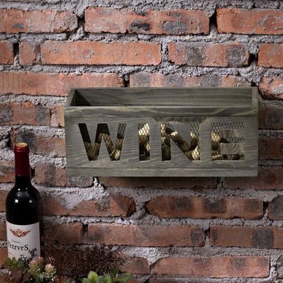 Salvare lo spazio muro montato Vintage Grigio Legno climatizzato Open Top Cork Holder scatola di legno con mesh metallo