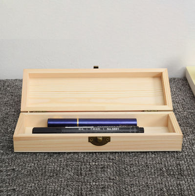 Cassa di matita a flip in legno di pino personalizzata per organizzare articoli di ufficio e accessori