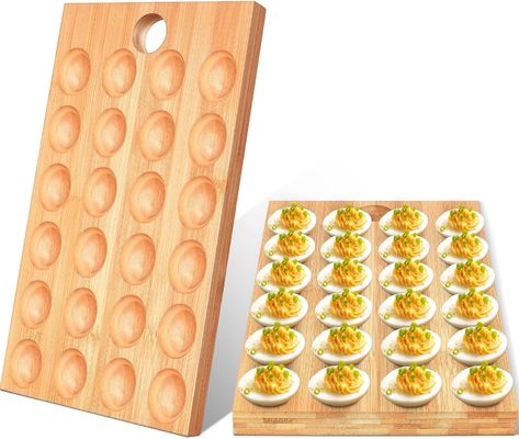24 fori Reversibile Legno Devised Egg Plater Tavola di caramelle per servire verdure