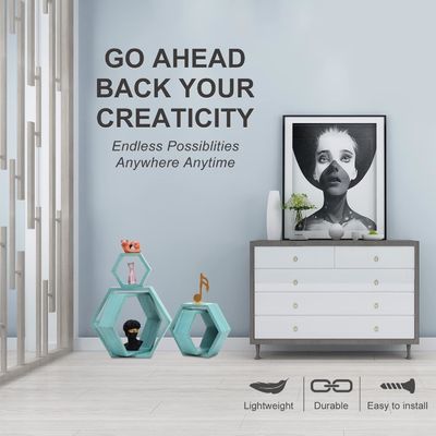 In legno Farmhouse Storage Honeycomb Wall Shelf Set montato a parete 5 Shelves galleggianti esagonali