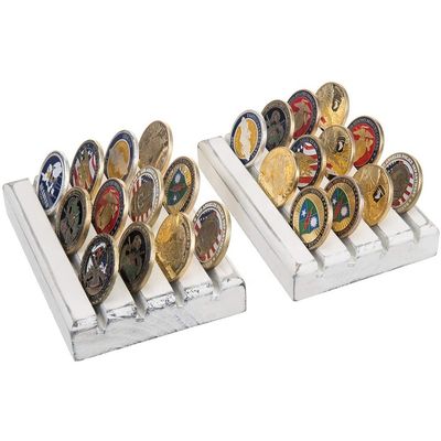 Pintato marrone 4 file legno bruciato sfida militare portamonete 4x6x1 pollice