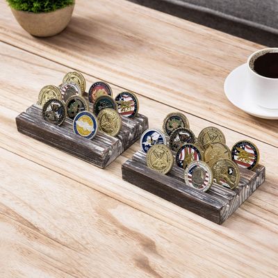 Pintato marrone 4 file legno bruciato sfida militare portamonete 4x6x1 pollice