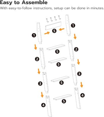 Reggiseno per asciugamani a parete inclinato di dimensioni comuni a 5 livelli con stampa bruciata e disegno decorativo