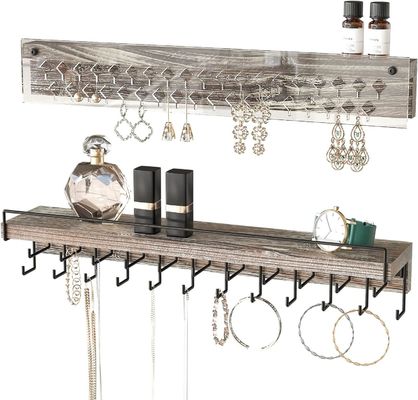 Display di orecchini in legno per case rurali su misura e supporto per il montaggio del collare acrilico trasparente