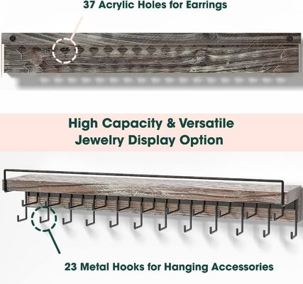 Display di orecchini in legno per case rurali su misura e supporto per il montaggio del collare acrilico trasparente