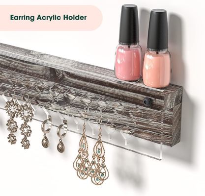 Display di orecchini in legno per case rurali su misura e supporto per il montaggio del collare acrilico trasparente