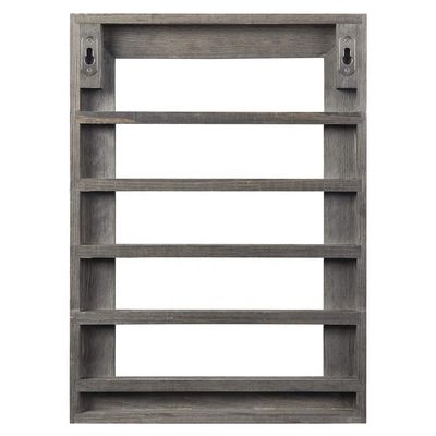 5-Tier Vintage Gray Wood Printing Burned Challenge Coin Display Rack per il montaggio a parete