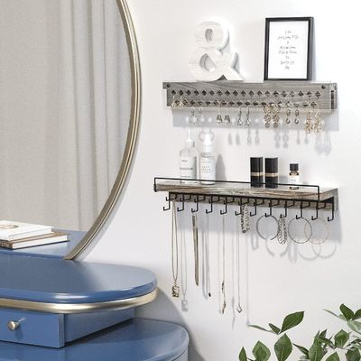 Display di orecchini in legno per case rurali su misura e supporto per il montaggio del collare acrilico trasparente