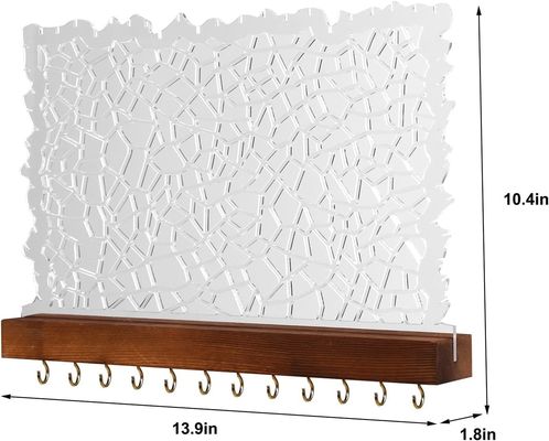 Display di orecchini in legno galleggiante acrilico per logo personalizzato