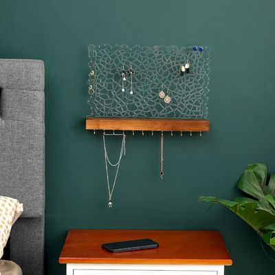 Display di orecchini in legno galleggiante acrilico per logo personalizzato