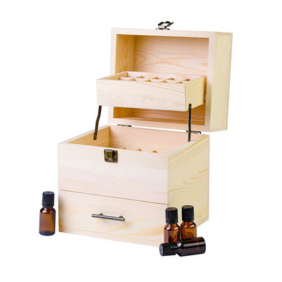 Pratica scatola per l'olio essenziale in legno con divisori in legno naturale