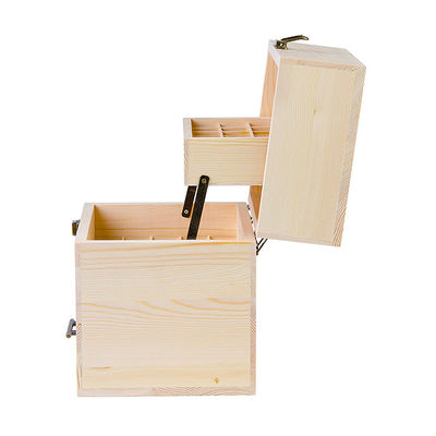 Pratica scatola per l'olio essenziale in legno con divisori in legno naturale
