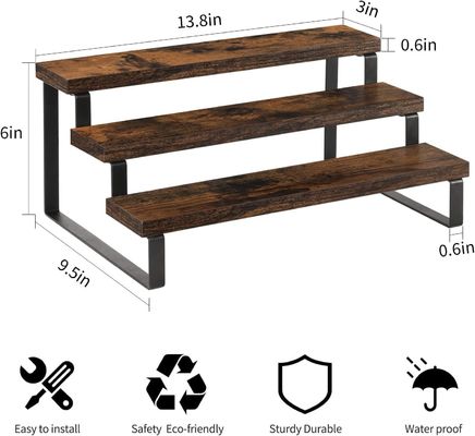 Funzione di supporto per display in legno Risparmia spazio 3 Livello Cucina Contatore di spezie Rack Organizzatore