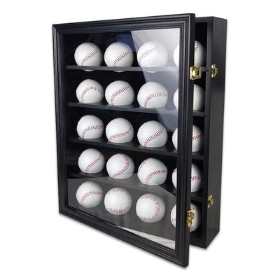 Legno e acrilico nero 20 Baseball Display Case Cabinet per la conservazione di ricordi sportivi