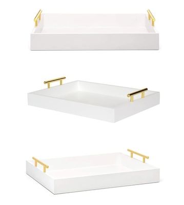 Logo personalizzato Acceptabile vassoio di servizio in legno bianco con maniglie in legno di acacia