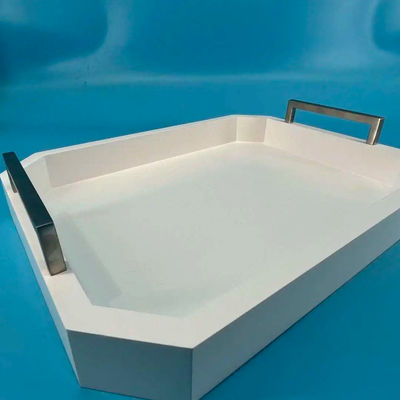 Logo personalizzato Acceptabile vassoio di servizio in legno bianco con maniglie in legno di acacia