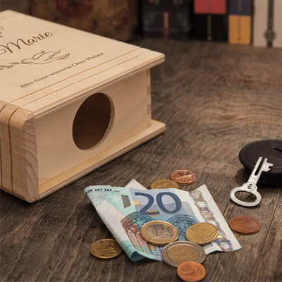 13.5 x 16.5 x 6.5 cm Scatole di legno per i soldi per il matrimonio con opzioni di stampa e competitività