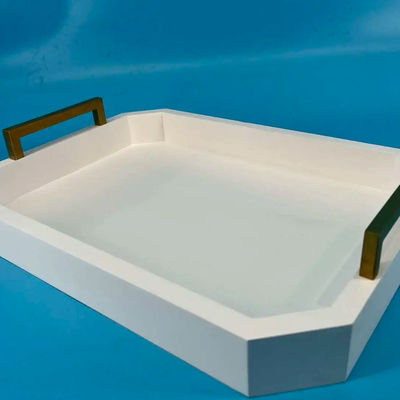 Logo personalizzato Acceptabile vassoio di servizio in legno bianco con maniglie in legno di acacia