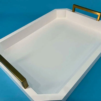 Logo personalizzato Acceptabile vassoio di servizio in legno bianco con maniglie in legno di acacia