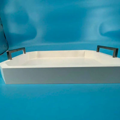 Logo personalizzato Acceptabile vassoio di servizio in legno bianco con maniglie in legno di acacia