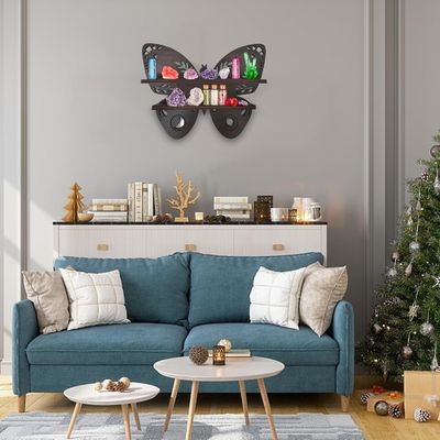 Contenitori di stoccaggio di design moderno per la parete di legno di farfalla Mensole galleggianti in legno