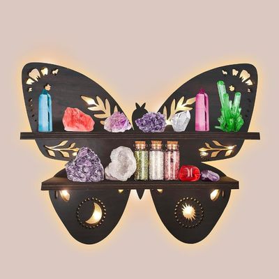 Contenitori di stoccaggio di design moderno per la parete di legno di farfalla Mensole galleggianti in legno