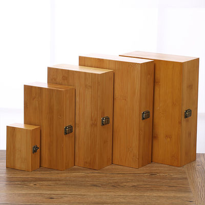 Logo personalizzato Acceptabile Eco-friendly Bambù rettangolo di legno 13x9x5cm Scatola di stoccaggio