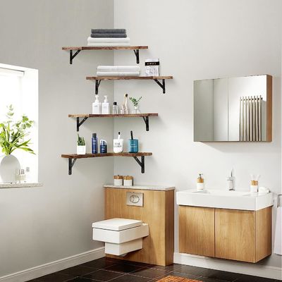 Dimensioni personalizzate Materiale colore angolo di legno rustico scaffali galleggianti set a parete di 4